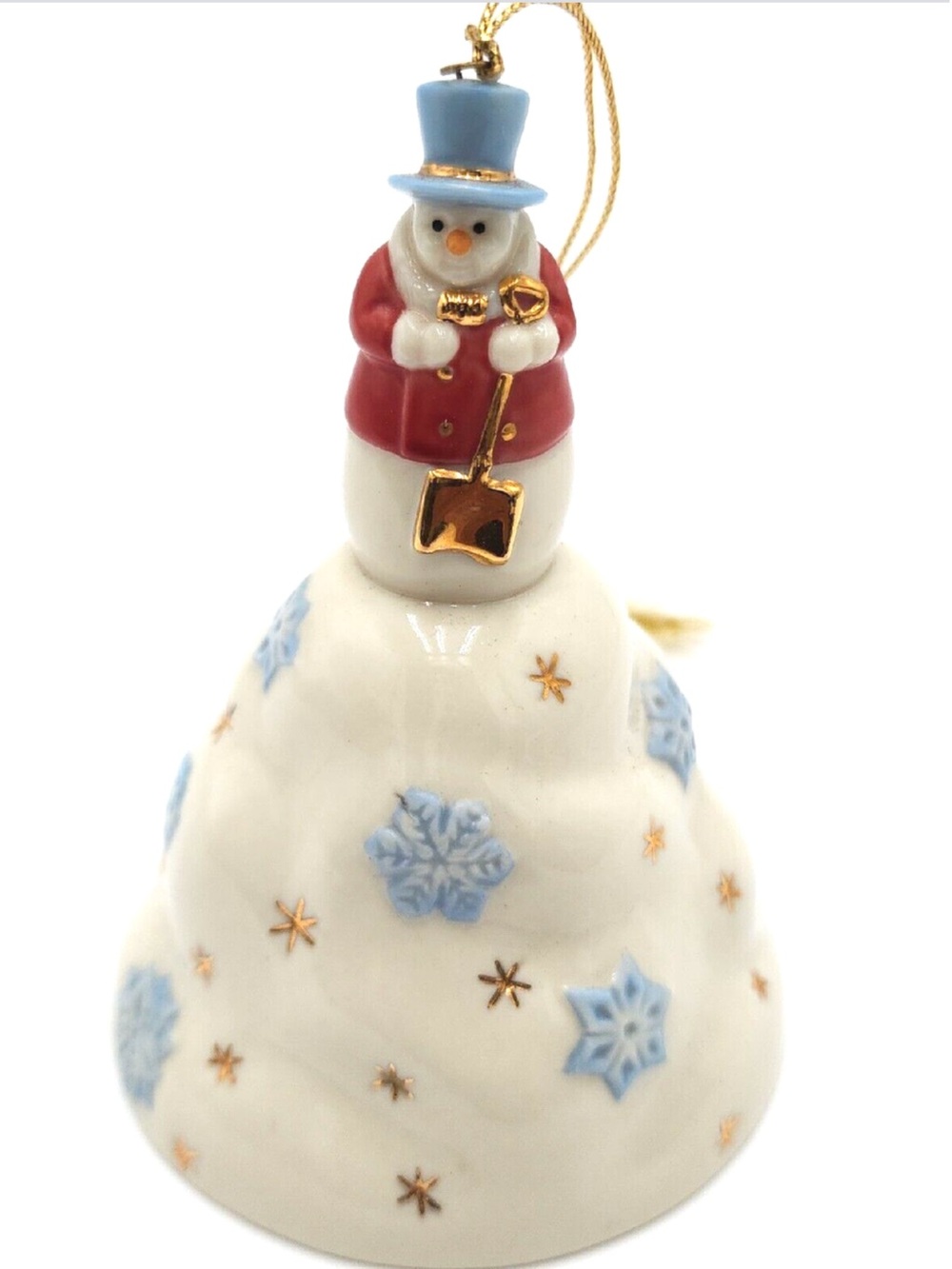 Lenox  VTG Snowman on Hill Bell Christmas Ornament 4"